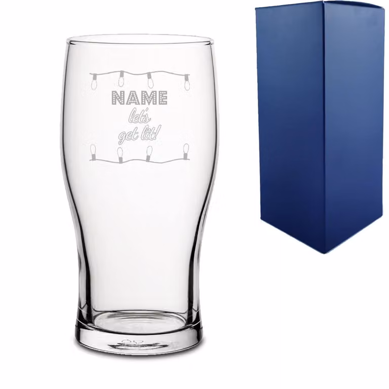 Uniqueful Personalised Engraved Christmas Beer Pint Glass in Clear, 550ml