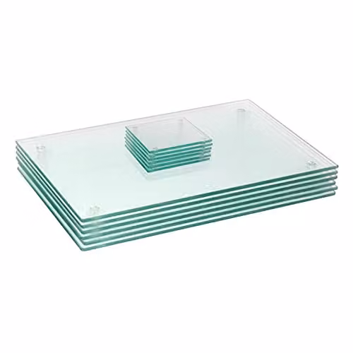 Harbour Housewares 12-Piece Glass Placemats and Coasters Set in Transparent, W: 40 cm, D: 30 cm