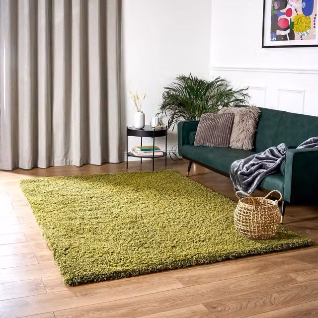 Bravich California Shaggy Rug in Green, W: 240 cm, D: 330 cm