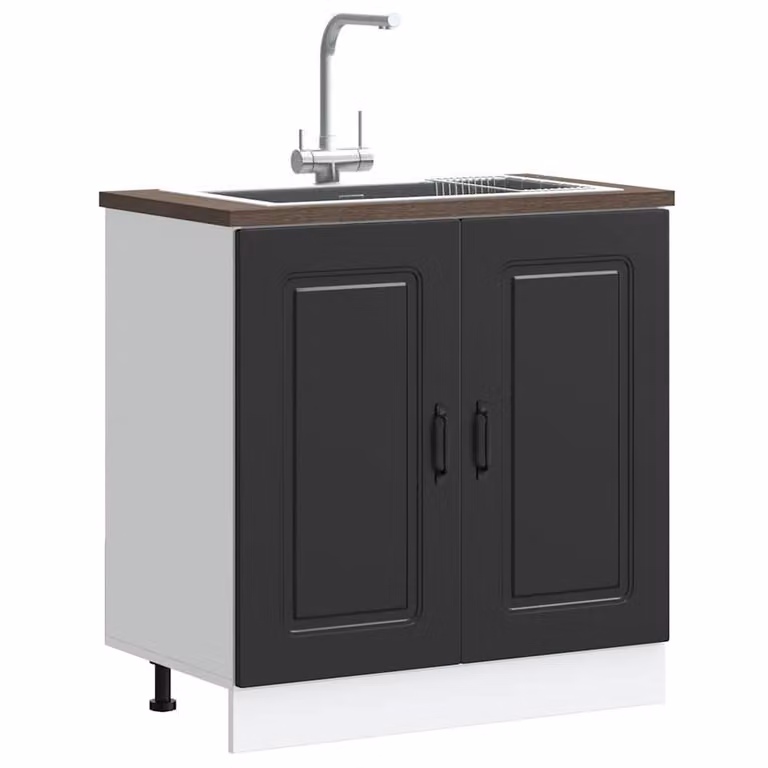 Berkfield Home Kalmar Sink Base Cabinet, Black, W/D/H: 80 x 46 x 81.5 cm