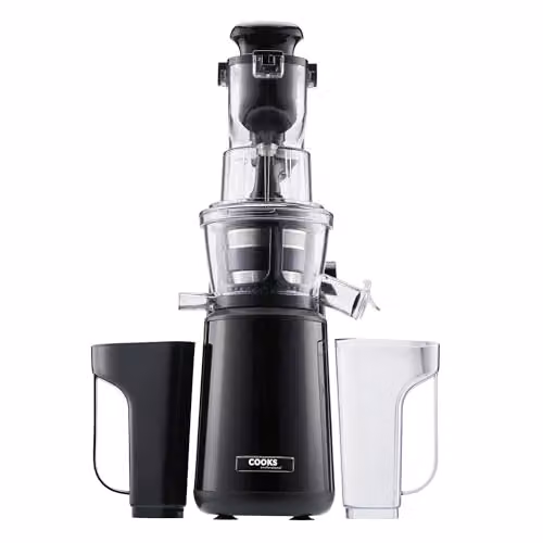 Cooks Professional Slow Masticating Juicer, 400W Cold Press Fruit and Vegetable Juice Extractor with 1000ml Jug and 900ml Pulp Container, Black