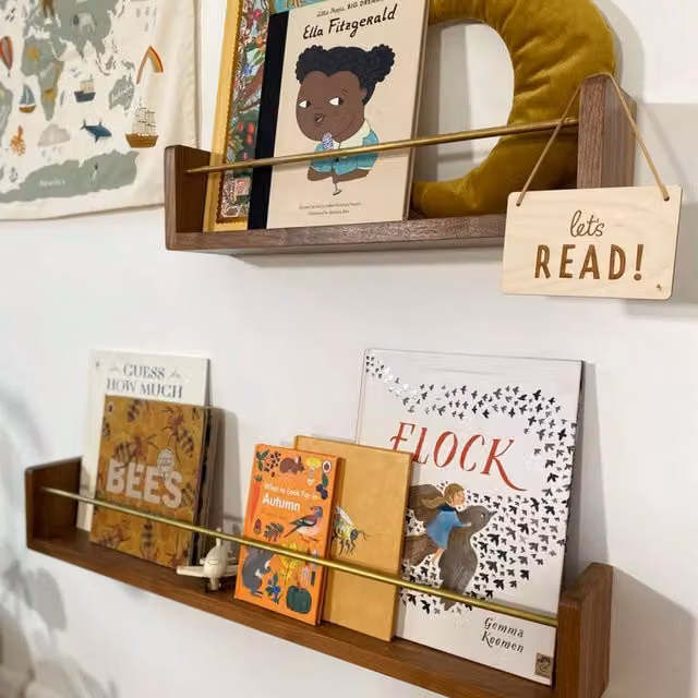 Autumns Corner A.C Editions Small Wall-Mounted Shelf in Walnut
