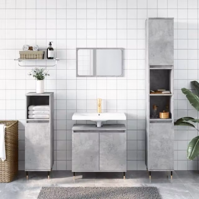 Berkfield Home Industrial Bathroom Cabinet in Grey, W/D/H: 58 x 33 x 60 cm