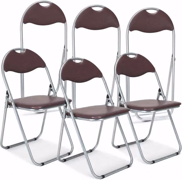 Bravich Candy Folding Dining Chair in Brown Synthetic Leather and Metal