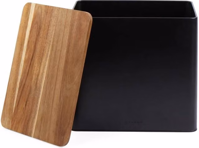 Nordara Toronto Bread Bin with Wooden Lid in Black
