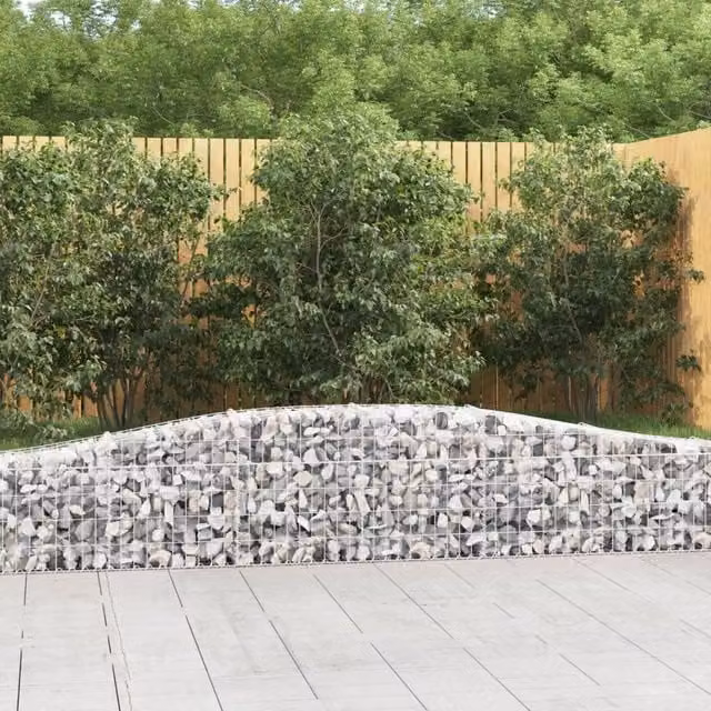 Berkfield Home Arched Gabion Baskets, 2 Piece Set, Silver Galvanised Steel, W: 400 cm, D: 30 cm, H: 40-60 cm