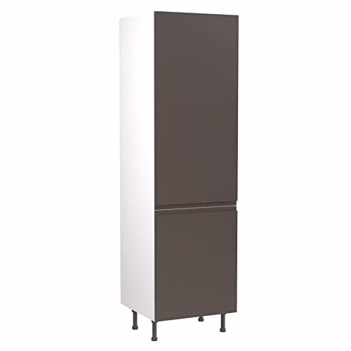 Kitchen Kit Graphite Gloss J-Pull Flatpack Tall Fridge and Freezer Housing Unit W/D/H: 60 x 57 x 212 cm