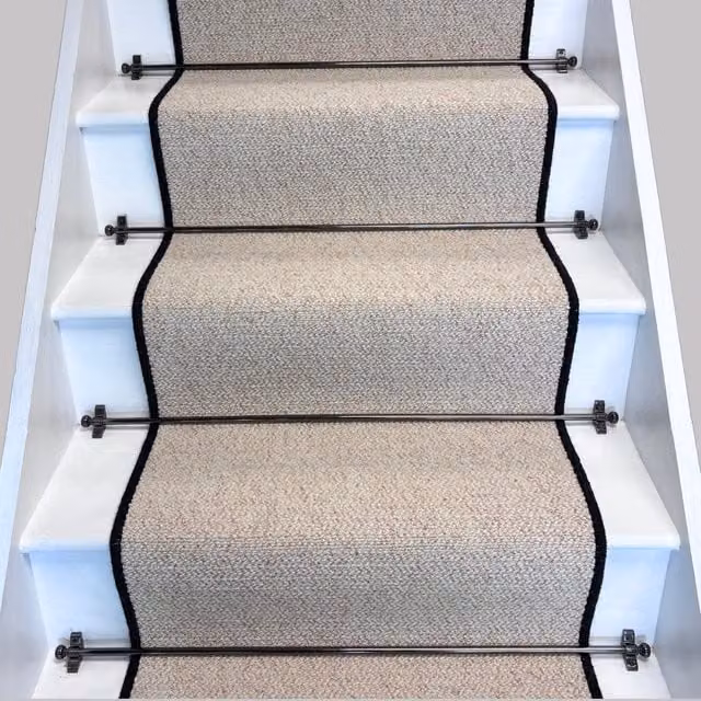 RainbowHome Keswick Cream Fleck Weave Stair Runner in Beige with 100% Wool Edge, W: 70 cm, L: 600 cm