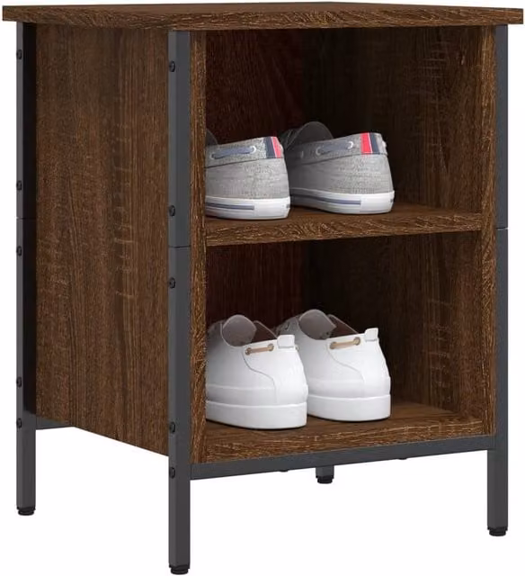 Berkfield Home Industrial Shoe Cabinet in Brown Oak, W/D/H: 38 x 35 x 50 cm