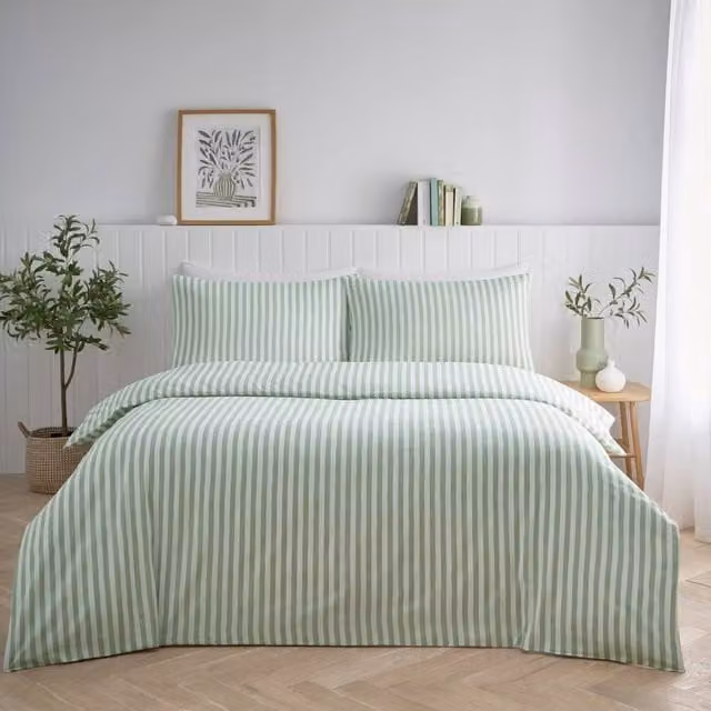 Portfolio Home Green Striped Duvet Cover Set, W/D/H: 200 x 200 cm