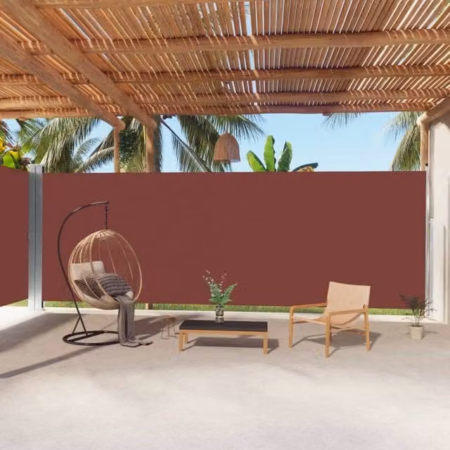 Berkfield Home Brown Retractable Polyester Roller Side Awning W/D/H: 1000 x 220 x 0 cm