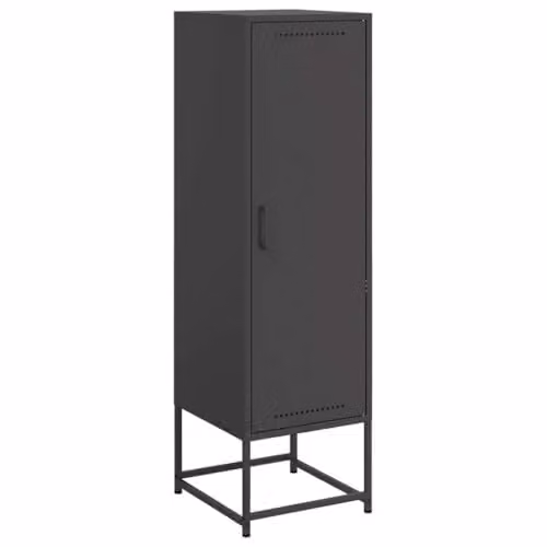 vidaXL Modern Black Steel Highboard with Hinged Doors, W/D/H: 36 x 39 x 123 cm