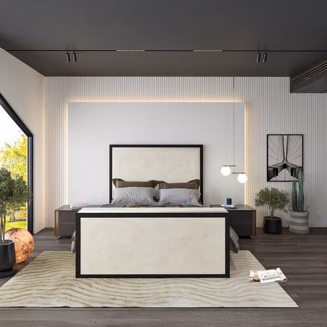 Casani Ivy Metal TV Bed in Mink Naple Fabric, Single, W/D/H: 90 x 190 cm