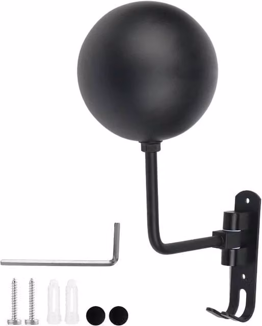FLAVORA Wall Mounted Motorcycle Helmet Holder Rack in Black Stainless Steel
