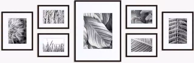Nielsen Design 7 Piece Modern Black Aluminium Rectangular Picture Frame Gallery Set with Glass