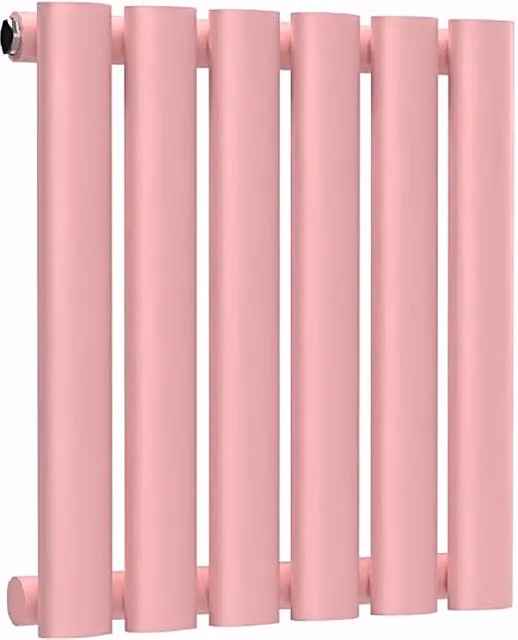Lux Heat Oval Horizontal Single Wall Mounted Radiator in Pink, W: 40 cm, H: 36 cm