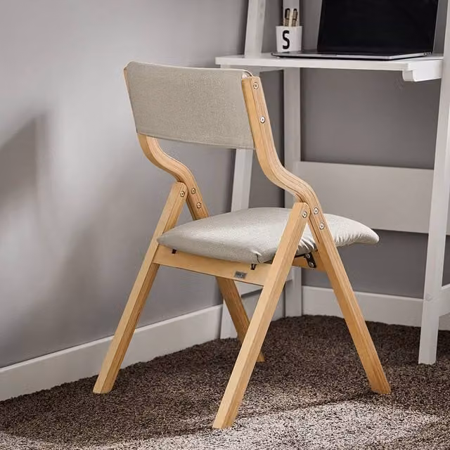 SoBuy Set of 2 Modern Folding Dining Chairs with Padded Fabric Seats and Backs in Grey