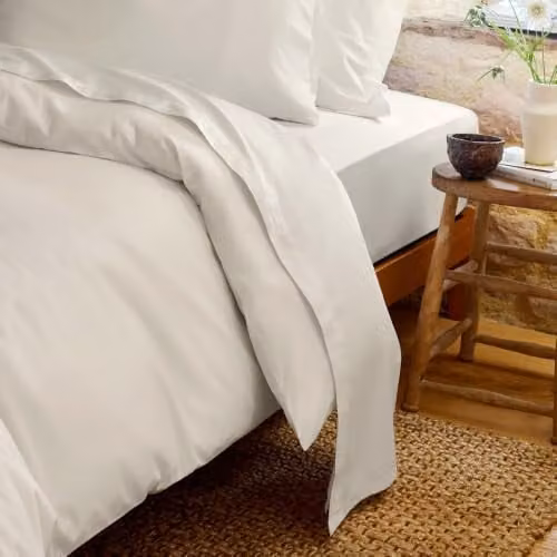 Christy GOTS Certified Organic Cotton Percale Double Flat Sheet in White, W/D/H: 140 x 200 cm