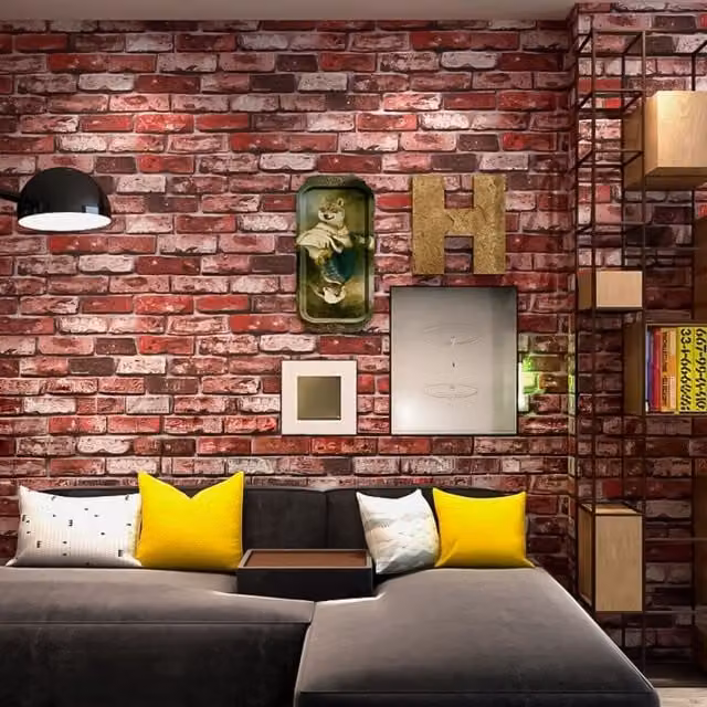 NOVECRAFTO 3D Red Brick Effect Stone Look Wallpaper, 5 Rolls (25.18 m)