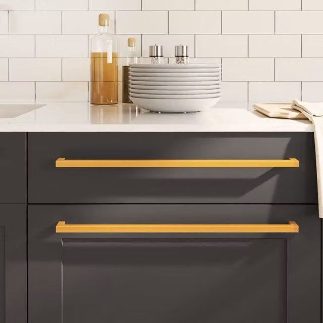 Berkfield Home Gold Matt Stainless Steel Bar Cabinet Handles, 10 Pack, Length: 48 cm