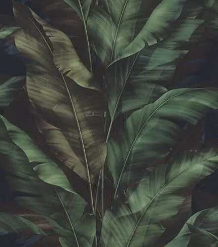 Rasch Rio Jungle Leaves Self-Adhesive Non-Woven Textured Wallpaper in Green and Red