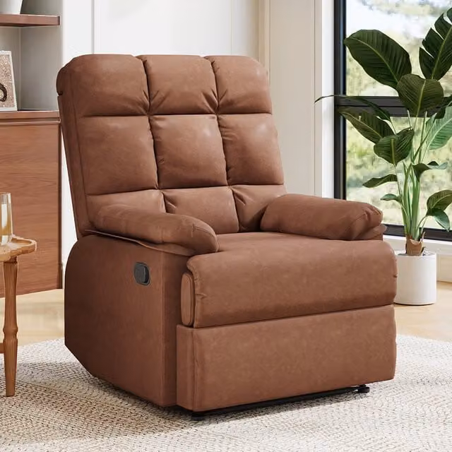 Komore Brown Faux Leather Upholstered Electric Recliner Armchair