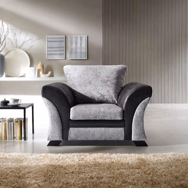 Abakus Direct Farrow Swivel Tub Armchair in Black and Grey Chenille Fabric