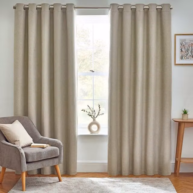 Make It A Home Dawn Textured Blackout Eyelet Curtains in Natural