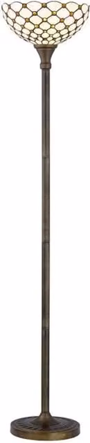 First Choice Lighting Nicolson Natural Tiffany Jewel Uplighter Floor Lamp in Bronze, Height: 167 cm