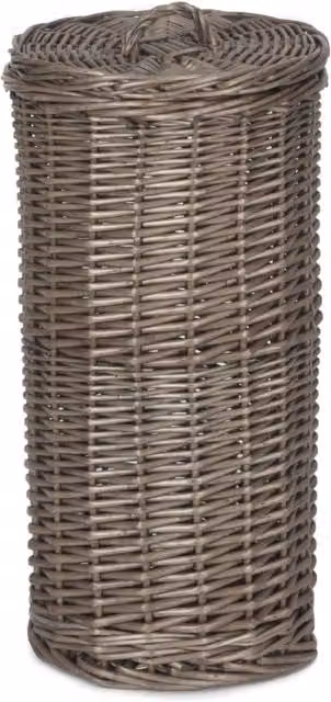 Red Hamper Freestanding Wicker Spare Roll Holder in Brown and Red