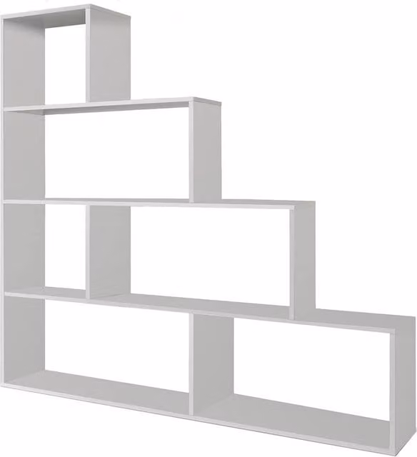 CALICOSY Klum 6-Compartment Staircase Shelf in White, Height: 145 cm