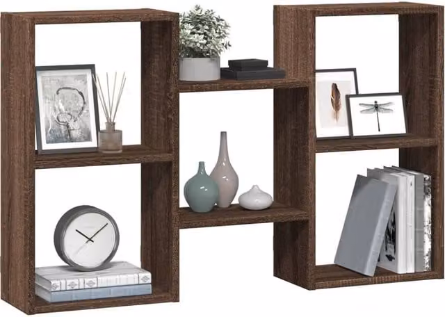 Berkfield Home Wall Mounted Shelf in Brown Oak, W/D/H: 96 x 18 x 60 cm