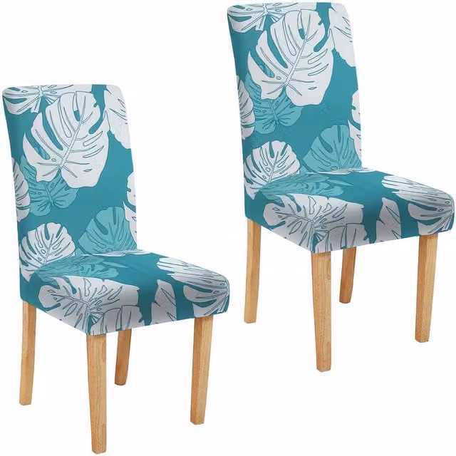 Roseley Blue Pattern 17 Removable Stretch Dining Chair Covers, Pack of 2
