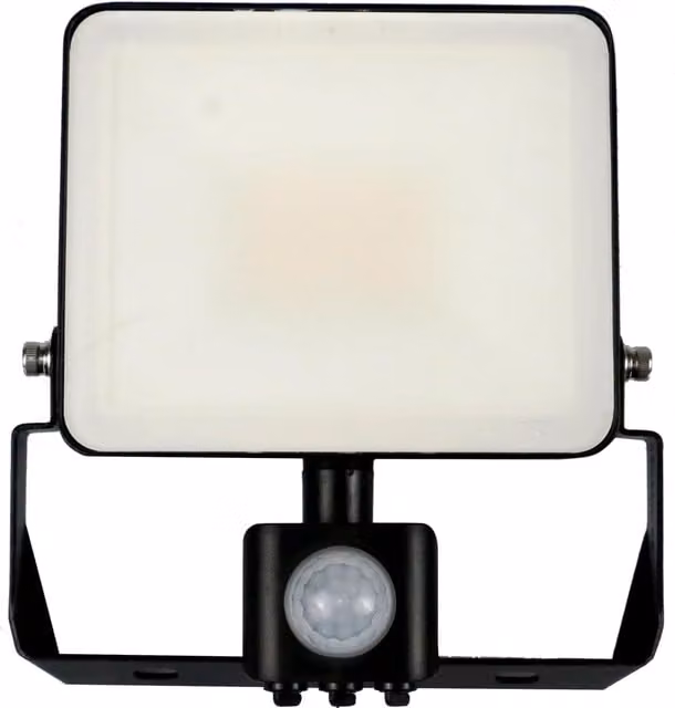 Paul Russells 30W White LED Floodlight with PIR Motion Sensor, 3600lm, 6500K Cool White, IP65 Waterproof, Square Aluminium Design