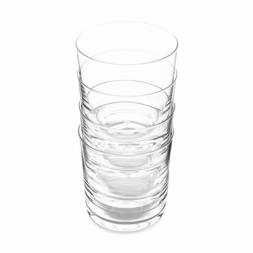 Jamie Oliver Big Love Top Tumbler Set of 4 Transparent Glass Drinking Glasses, 320ml per glass