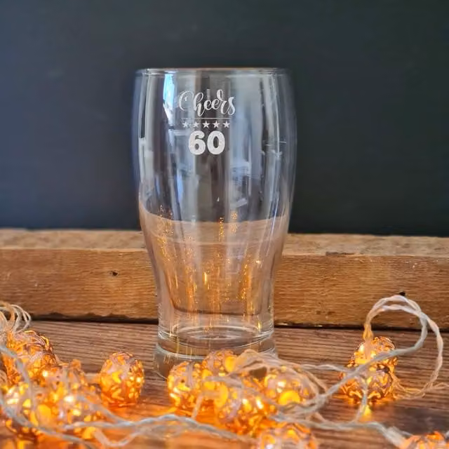 Afewhometruths Engraved 60th Birthday Pint Glass, Clear, 500ml