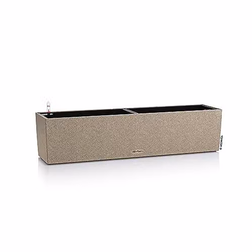 Lechuza BALCONERA Stone 80 Self Watering Planter in Sand Beige, H19 x L79 x W19 cm