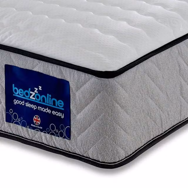 Bedzonline E-Comfort Hydro Sprung 3FT Single Mattress in Grey with Temperature Regulation and Bonell Spring Support (W/D/H: 90 x 190 cm)