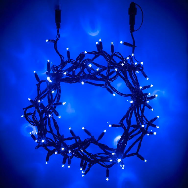 Lights4fun Core Connect Blue Connectable Fairy Lights with Green Cable, 20m