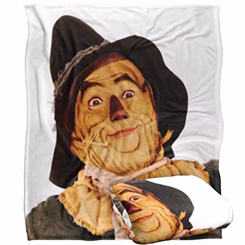 LOGOVISION The Wizard of Oz Vintage Scarecrow Super Soft Fleece Throw Blanket, W/D/H: 152 x 127 cm, Multicolour and White
