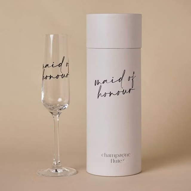 Widdop and Co Maid of Honour Champagne Flute Glass in Transparent and Black