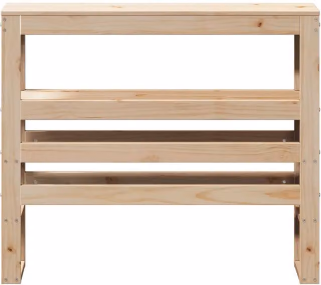 Berkfield Home Solid Wood Pine Headboard with Integrated Bedside Shelves in Beige, W/H: 75 x 82 cm