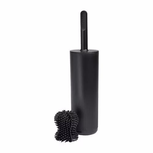 ReBorn Recycled Freestanding Toilet Brush and Holder with Cover in Black