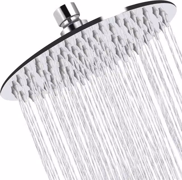 Nordara Chrome Round Rainfall Shower Head with Anti-Limescale Feature in Silver