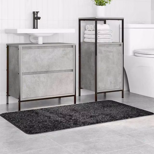 Berkfield Home Rectangular Non-Slip Bath Mat, Grey, W: 70 cm, L: 120 cm