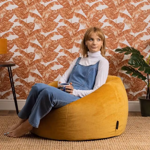 icon Kingston Classic Velvet Bean Bag - Yellow