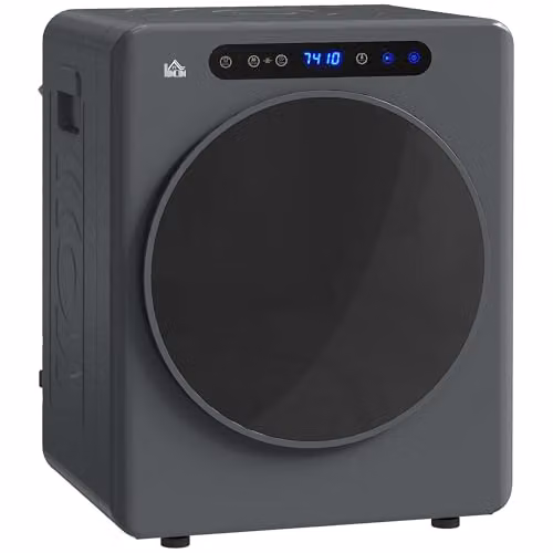 HOMCOM Vented Tumble Dryer, Grey, 5kg Wet Laundry/3kg Dry Capacity, 1000W, Front Loader, W: 61.0 cm, D: 49.0 cm, H: 85.0 cm