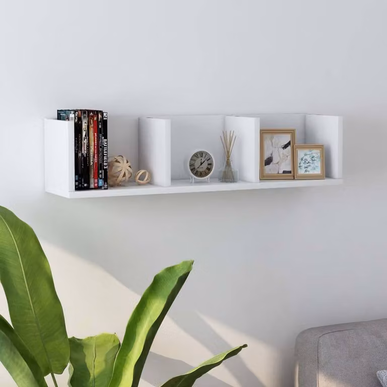 Berkfield Home White CD Wall Shelf, W/D/H: 75 x 18 x 18 cm