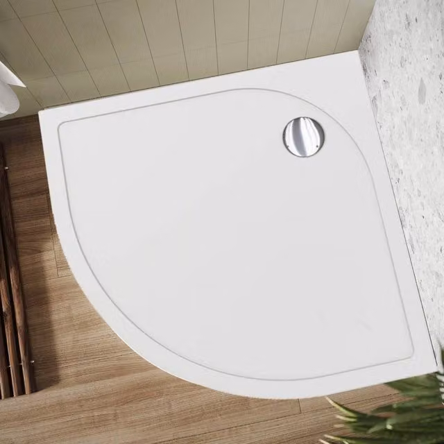 Bathroom Kingdom Oliver Stone Quadrant Corner Shower Tray, White, W/D: 80 x 80 cm