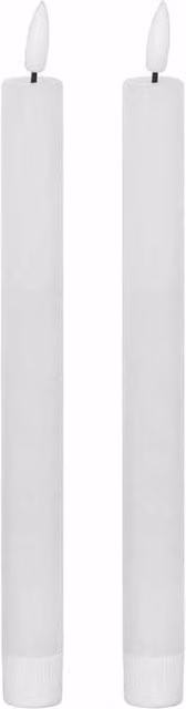 Lemon Pavilion Luxe Natural Glow White LED Taper Dinner Candles, Set of 2, H 25 cm x W 2 cm x D 2 cm
